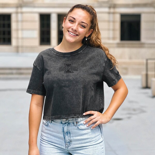 Pro Standard Women's I-State Washed Black Boxy Short Sleeve T-Shirt | ISU Book Store